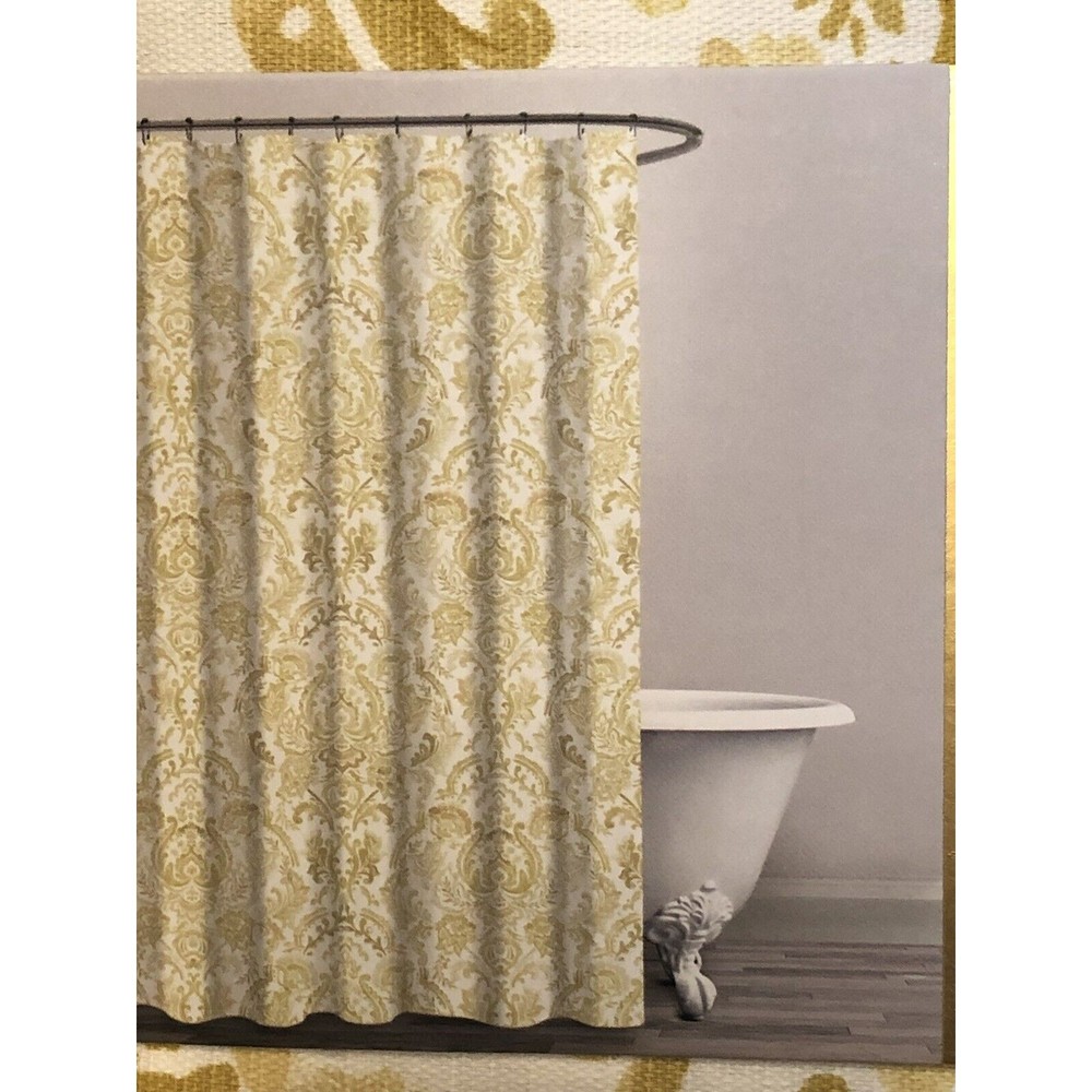 New Envogue Designer Shower Curtain  Paisley Medallion Pattern Yellow